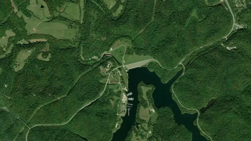 Satellite view of Grayson Lake reservoir, Kentucky, United States
