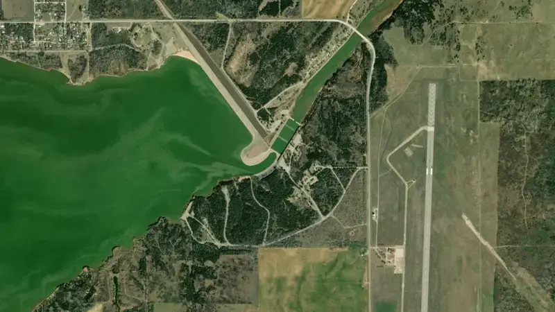 Satellite view of Great Salt Plains Lake reservoir, Oklahoma, United States
