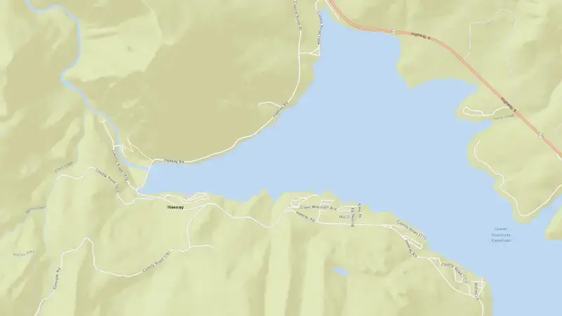 Road map of Green Mountain Reservoir Dam and Powerplant reservoir, Colorado, United States