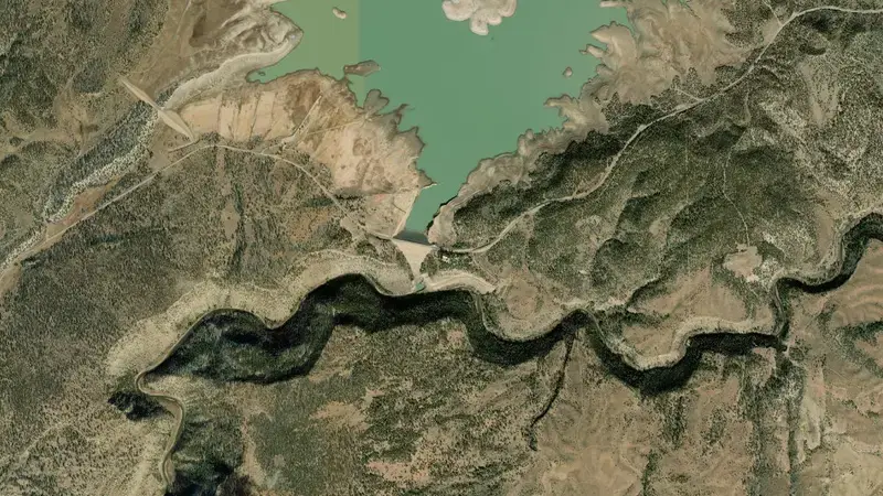 Satellite view of Griegos Acequia reservoir, New Mexico, United States