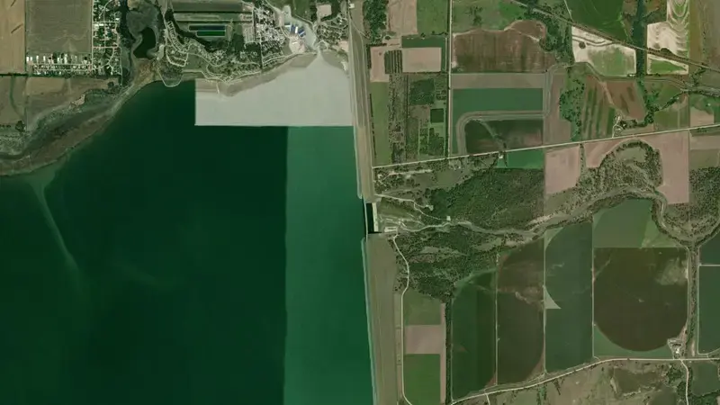 Satellite view of Harlan County Lake Near Republican City, Nebr. reservoir, Nebraska, United States
