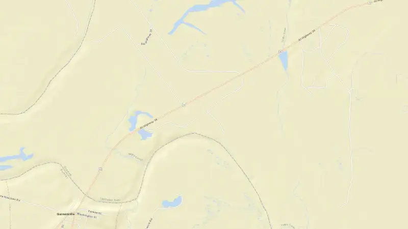 Road map of Heflin Lock and Dam reservoir, Alabama, United States