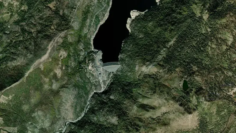 Satellite view of Hell Hole Reservoir reservoir, California, United States