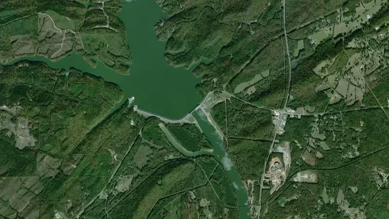 Satellite view of HNHenry (APC) reservoir, Alabama, United States