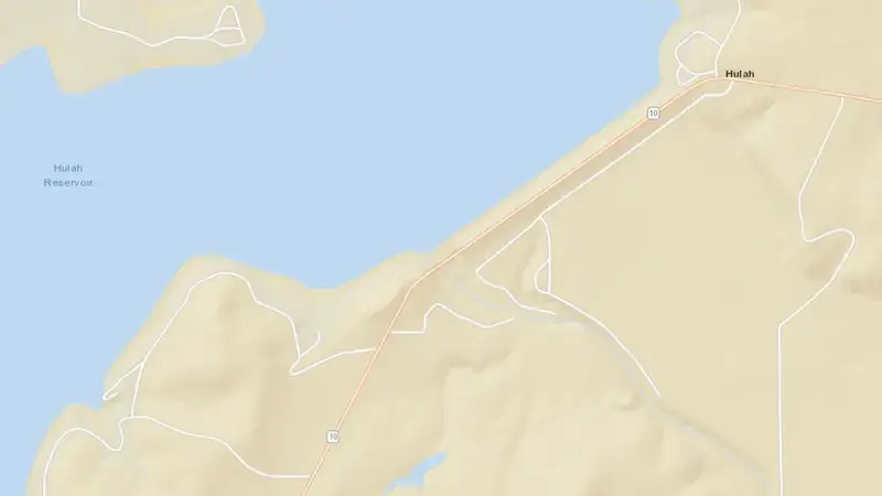 Road map of Hulah Lake reservoir, Oklahoma, United States