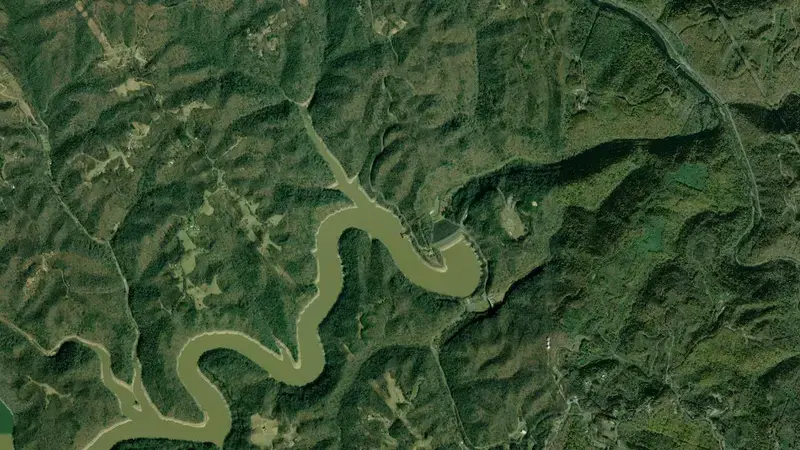 Satellite view of J.W. Flannagan Reservoir reservoir, Virginia, United States
