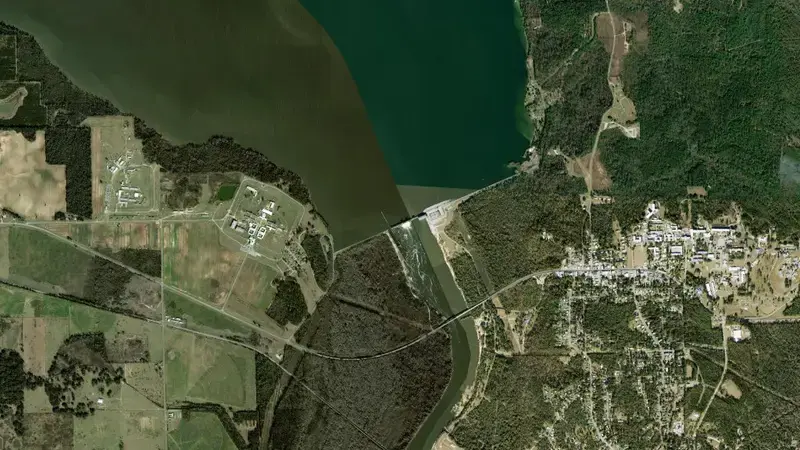 Satellite view of Jim Woodruff reservoir, Florida, United States