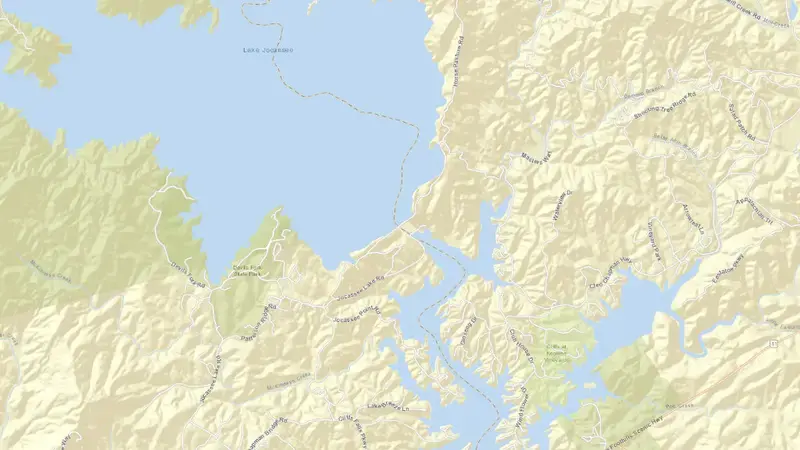 Road map of JOCASSEE DAM reservoir, South Carolina, United States