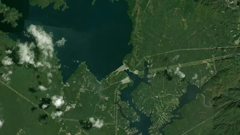 Satellite view of JOCASSEE DAM reservoir, South Carolina, United States
