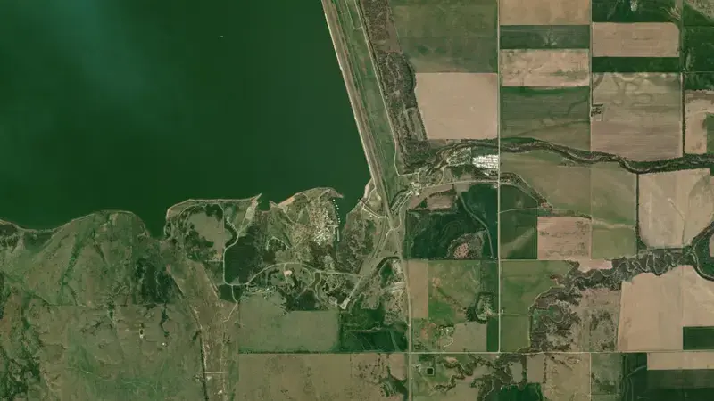 Satellite view of KANOPOLIS LK NR KANOPOLIS, KS reservoir, Kansas, United States