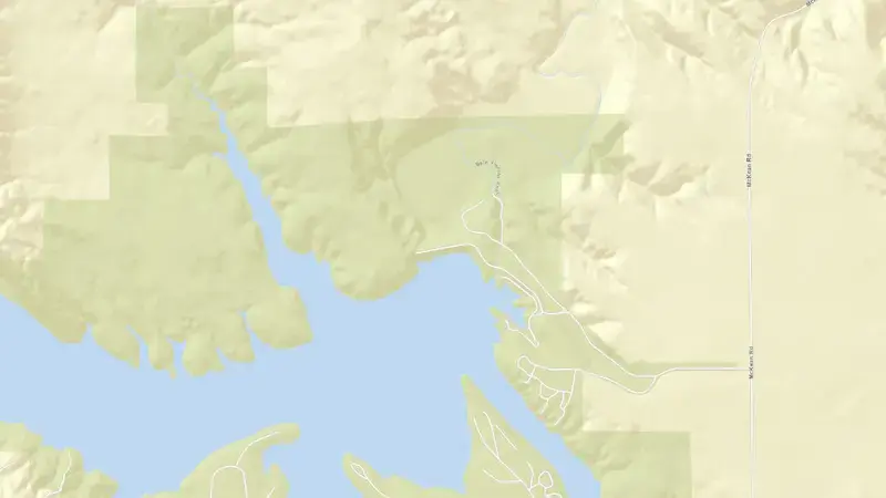Road map of Keyhole Dam & Reservoir reservoir, Wyoming, United States