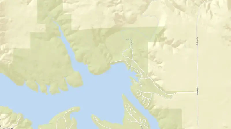 Road map of Keyhole Reservoir and Dam reservoir, Wyoming, United States