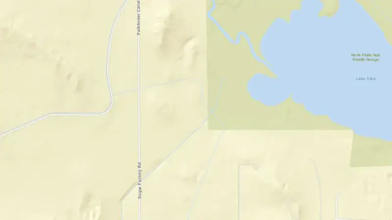Road map of Lake Alice and Dams reservoir, Nebraska, United States