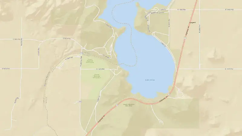 Road map of Lake Altus at Lugert, OK reservoir, Oklahoma, United States