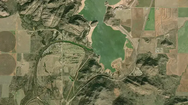 Satellite view of Lake Altus at Lugert, OK reservoir, Oklahoma, United States