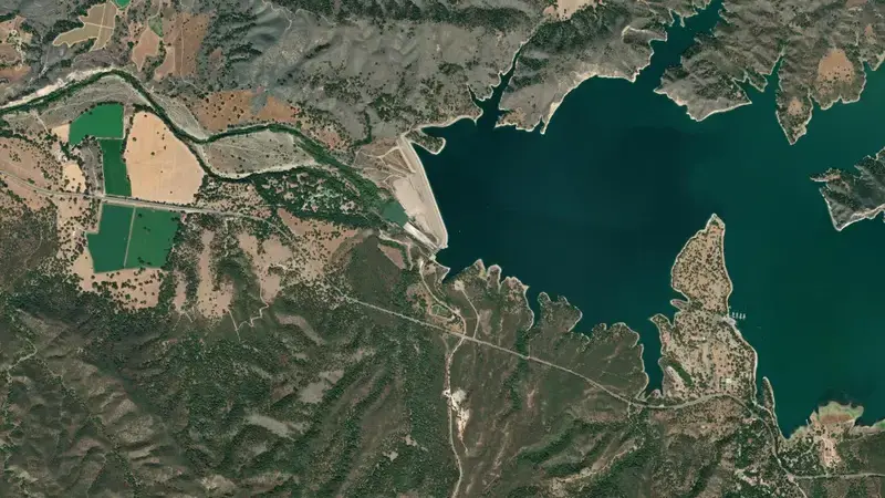 Satellite view of Lake Cachuma reservoir, California, United States