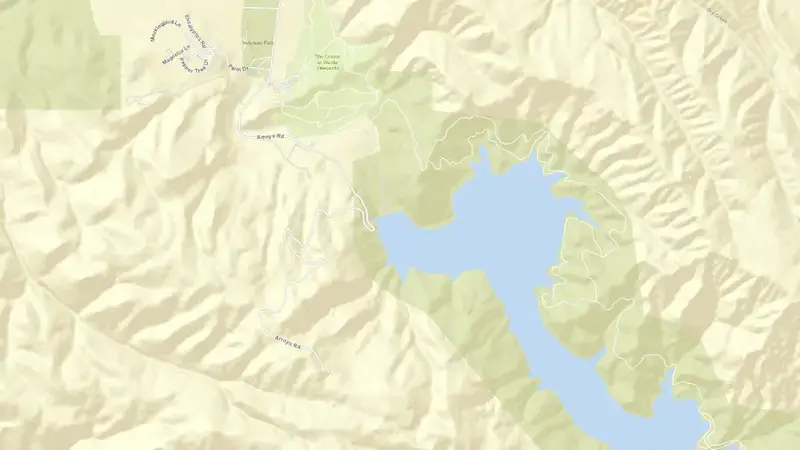 Road map of Lake Del Valle reservoir, California, United States