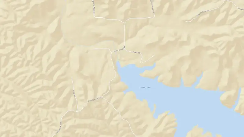 Road map of Lake Eucha reservoir, Oklahoma, United States