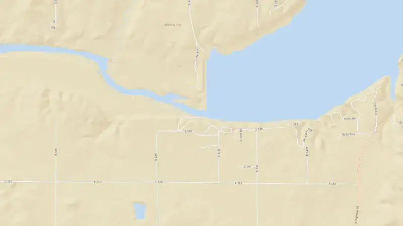 Road map of Lake Hudson reservoir, Oklahoma, United States