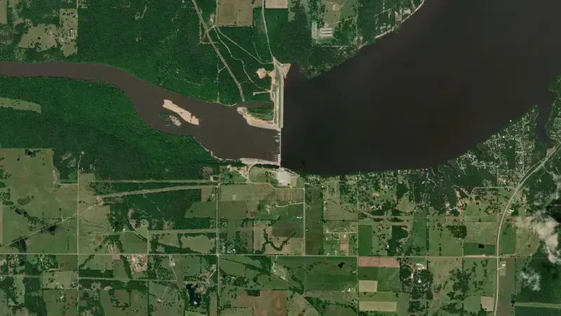 Satellite view of Lake Hudson reservoir, Oklahoma, United States