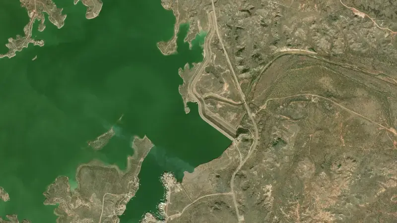 Satellite view of Lake Kemp reservoir, Texas, United States