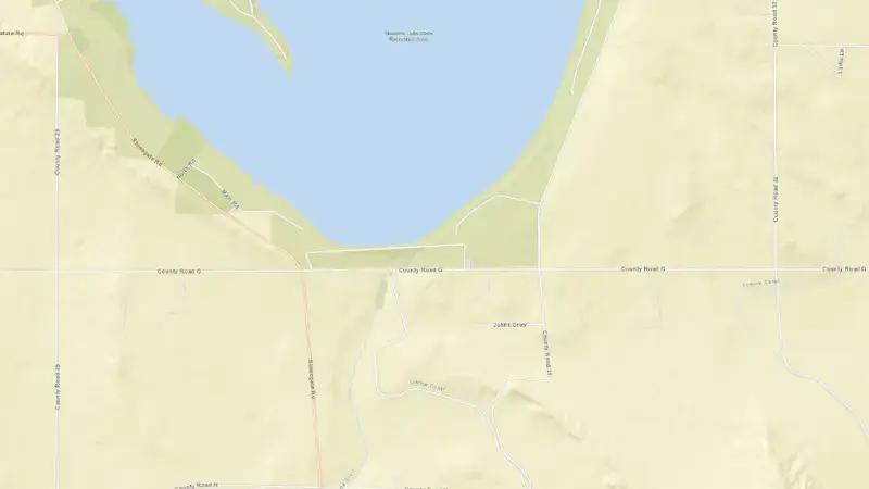 Road map of Lake Minatare and Dam reservoir, Nebraska, United States