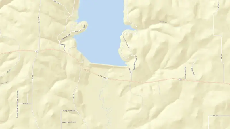 Road map of Lake Nacogdoches reservoir, Texas, United States