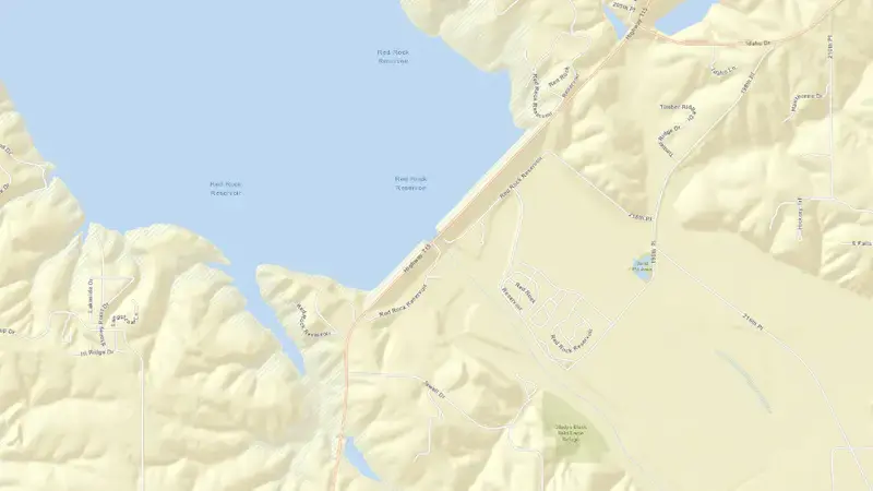 Road map of Lake Red Rock Pool reservoir, Iowa, United States
