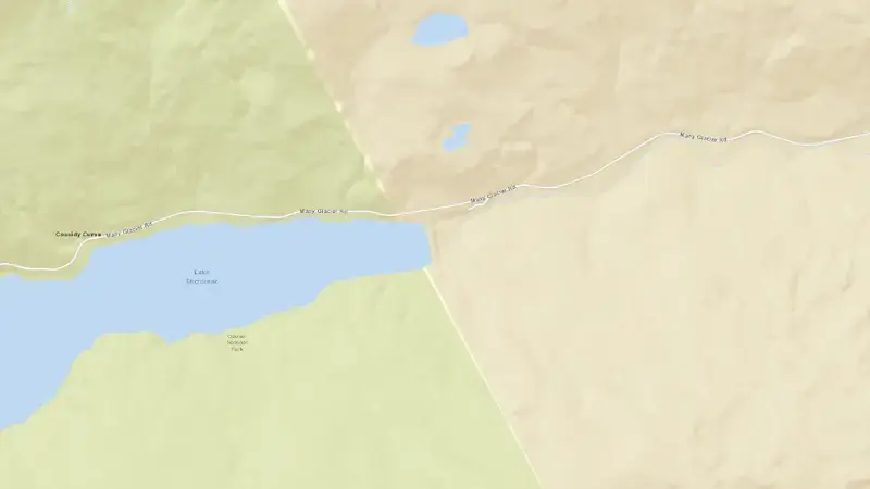 Road map of Lake Sherburne and Dam reservoir, Montana, United States