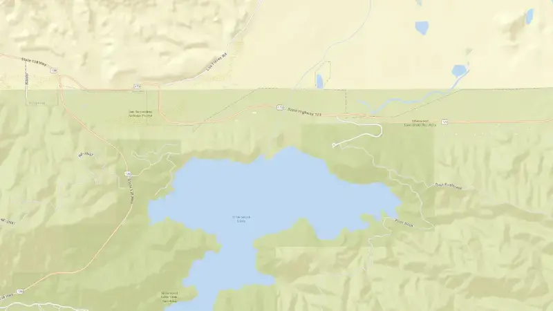 Road map of LAKE SILVERWOOD reservoir, California, United States