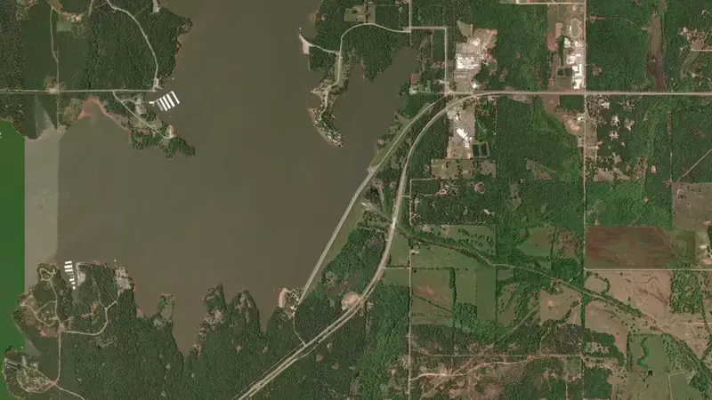 Satellite view of Lake Thunderbird reservoir, Oklahoma, United States