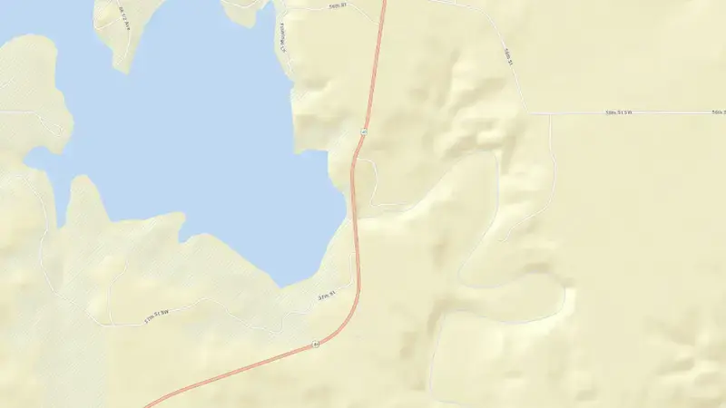 Road map of Lake Tschida and Heart Butte Dam reservoir, North Dakota, United States
