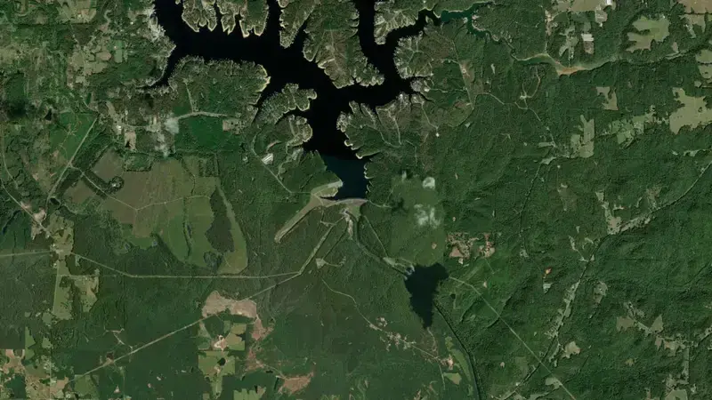 Satellite view of Lewis Smith (APC) reservoir, Alabama, United States
