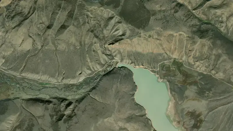 Satellite view of Lima Dam & Reservoir reservoir, Montana, United States
