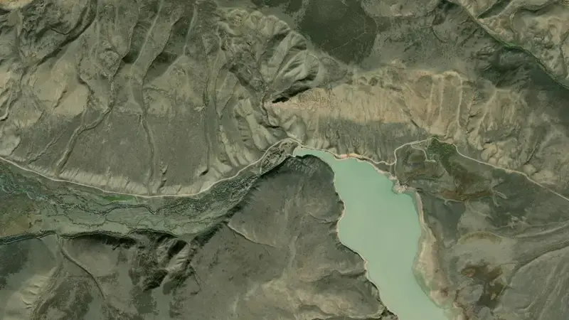 Satellite view of Lima Reservoir Upstream of Clark Canyon Reservoir reservoir, Montana, United States
