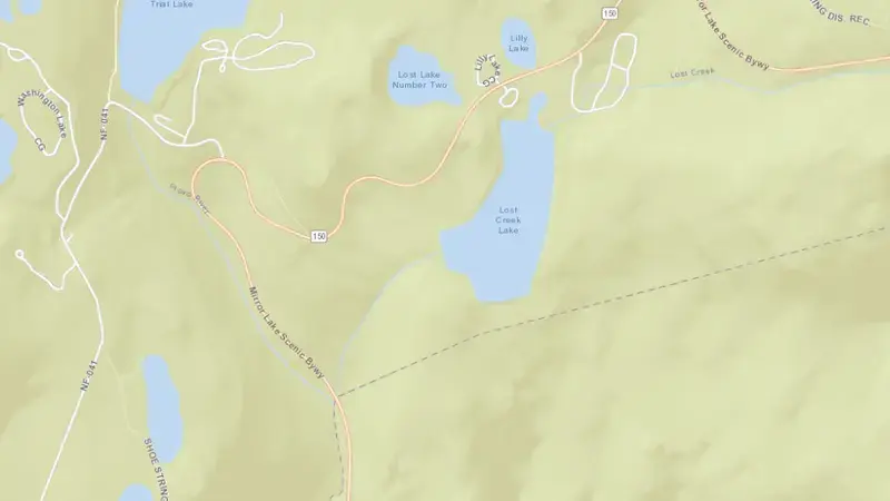 Road map of Lost Lake reservoir, Utah, United States