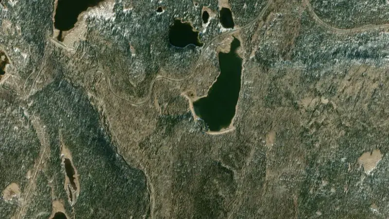 Satellite view of Lost Lake reservoir, Utah, United States