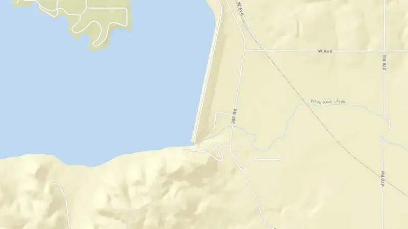 Road map of Lovewell Dam reservoir, Kansas, United States