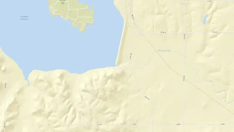 Road map of Lovewell Reservoir and Dam reservoir, Kansas, United States
