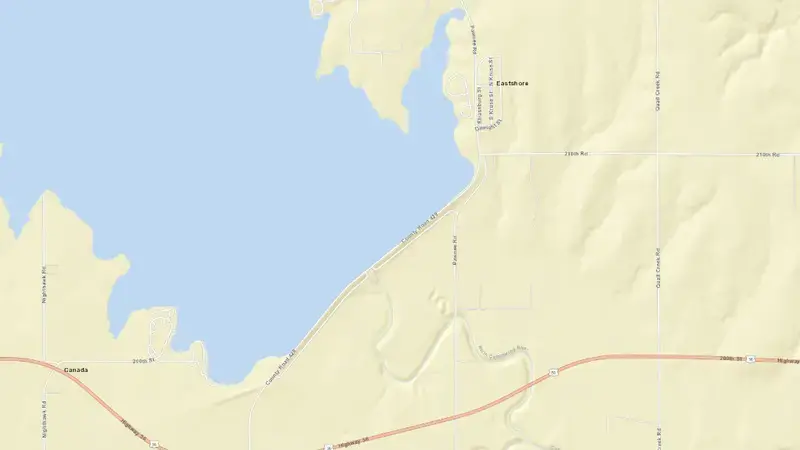 Road map of Marion Lake reservoir, Kansas, United States