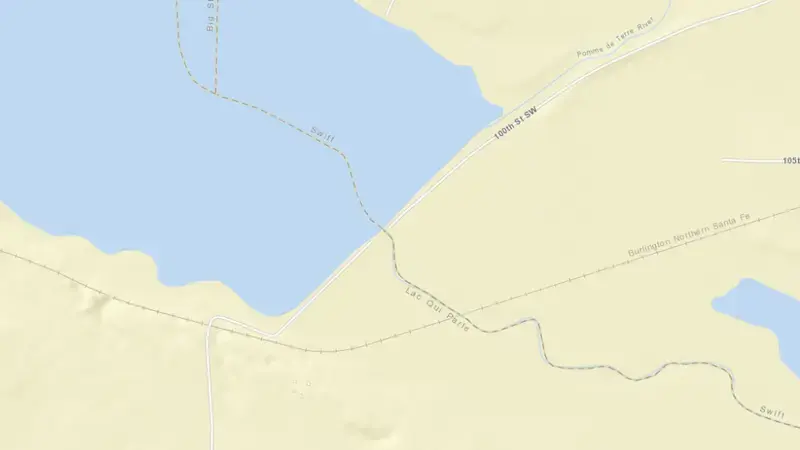 Road map of Marsh Lake Dam reservoir, Minnesota, United States