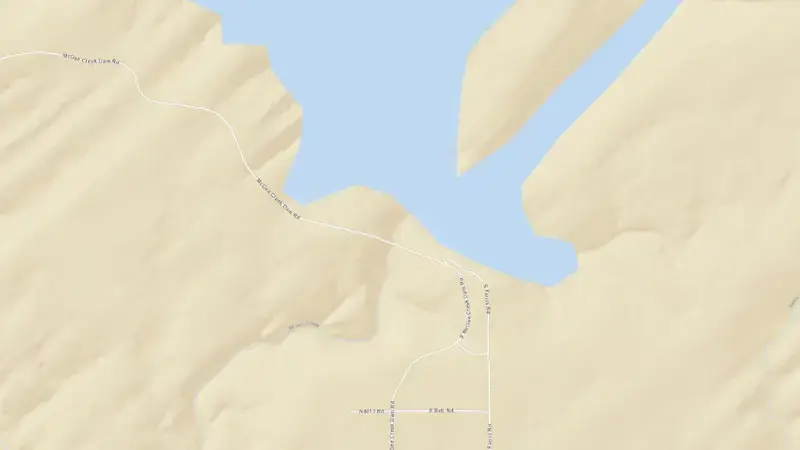 Road map of McGee Creek Reservoir near Farris, OK reservoir, Oklahoma, United States