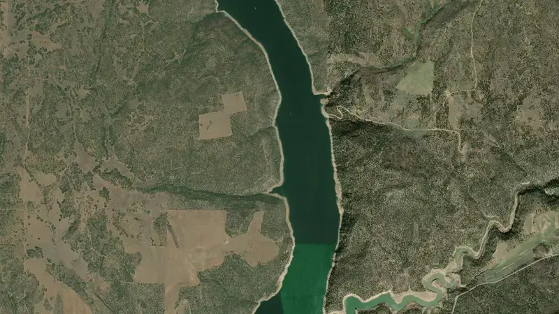 Satellite view of Mcphee Reservoir and Dam reservoir, Colorado, United States