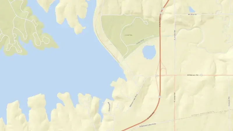 Road map of MELVERN LK NR MELVERN, KS reservoir, Kansas, United States