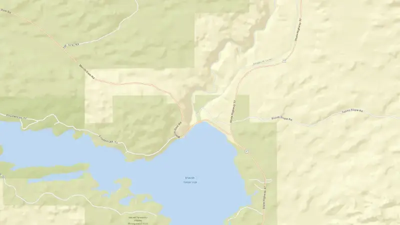 Road map of Merritt Reservoir and Dam reservoir, Nebraska, United States