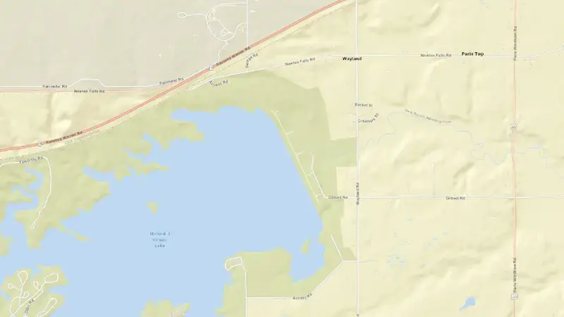 Road map of Michael J Kirwan Reservoir, OH reservoir, Ohio, United States