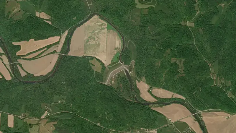 Satellite view of Mohawk reservoir, Ohio, United States