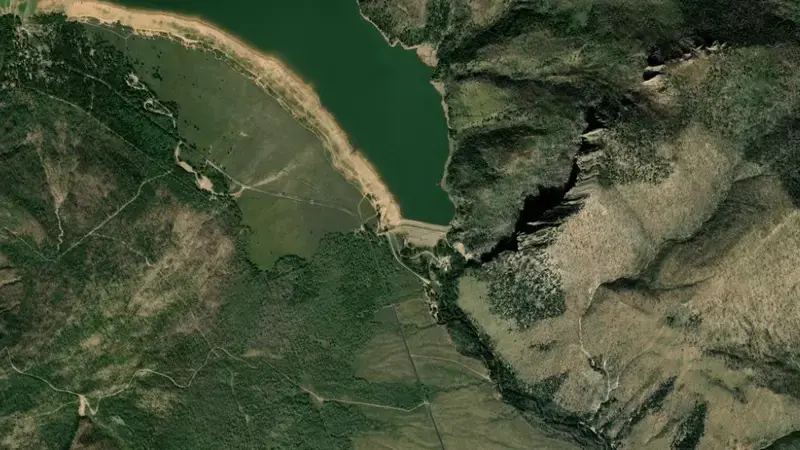 Satellite view of MOON LAKE RESERVOIR NEAR MOUNTAIN HOME, UT reservoir, Utah, United States