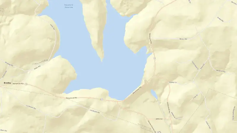 Road map of Neversink Reservoir reservoir, New York, United States