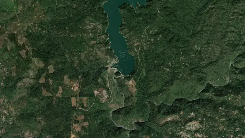 Satellite view of New Bullards Bar Reservoir reservoir, California, United States